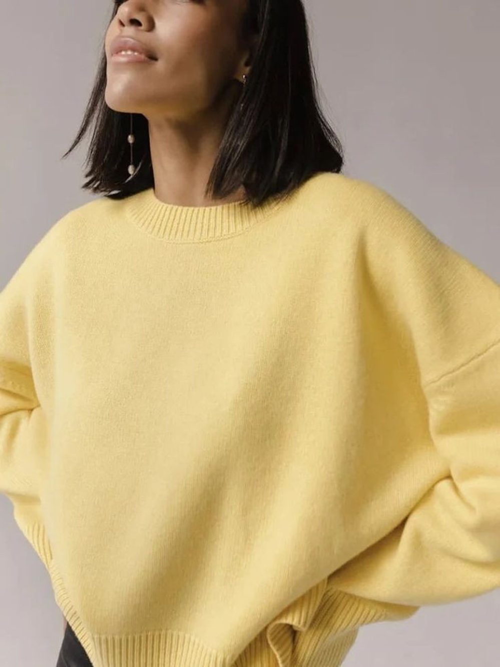 a new day Soft Pastel Yellow Crewneck Sweater..oversized Look